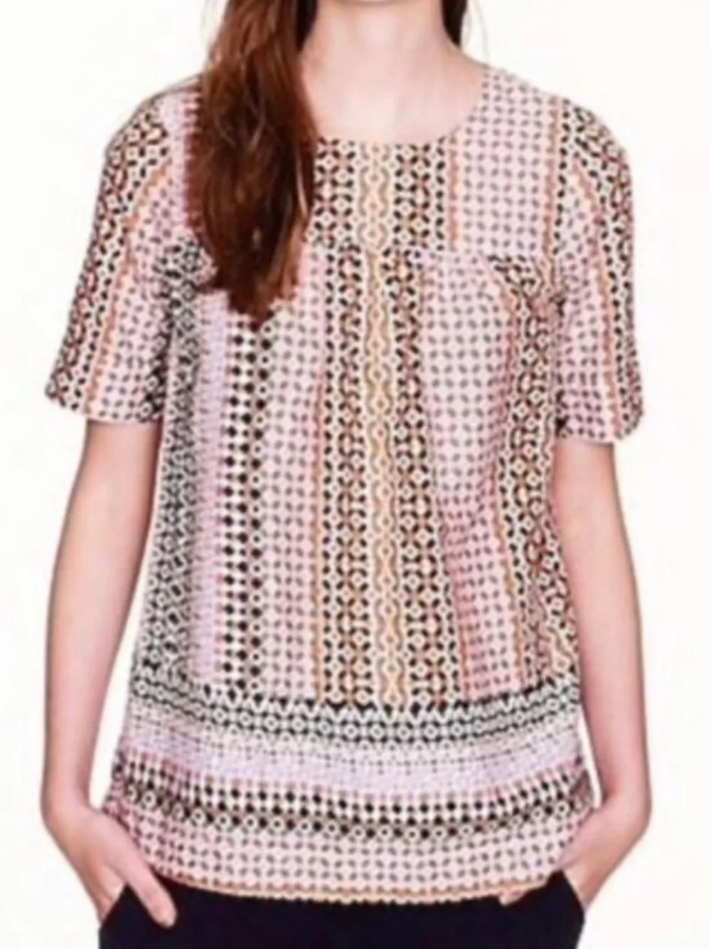 J. Crew top 100% Cotton Colorful print Sz 4